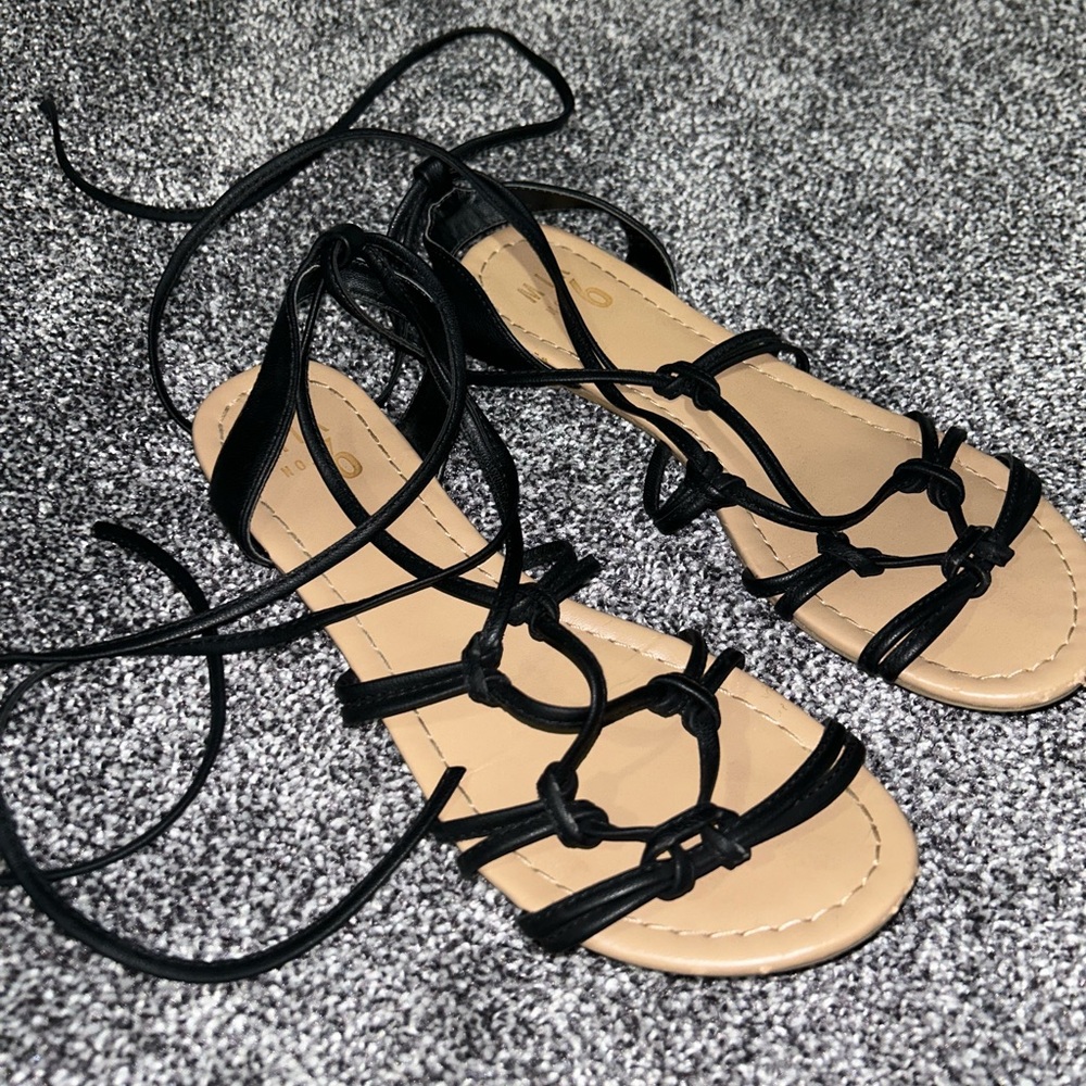 Mix No. 6 black lace up/tie up sandals